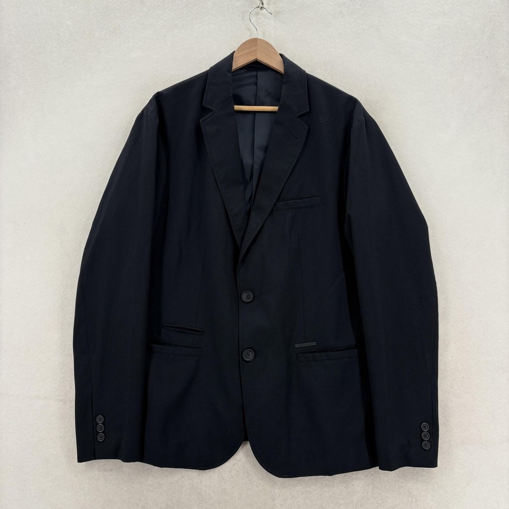 Armani Exchange Blazer Mens 42 Blue Check Suit Jacket Polyester Viscose Business